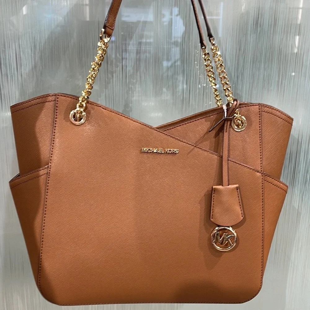 Michael Kors Jet Set Travel Large Chained Tote Shoulder Bag MK Luggage NWT